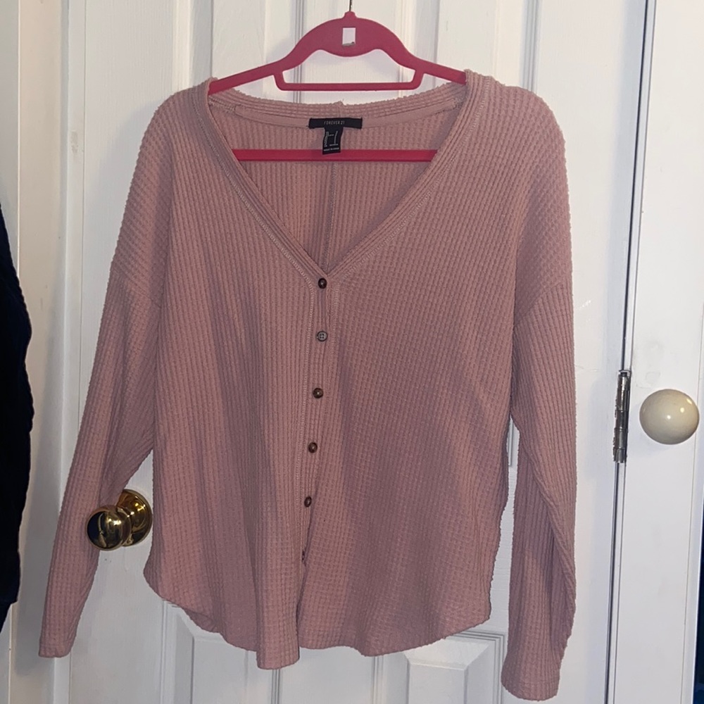 Forever 21 Pink long sleeve waffle shirt. Size small